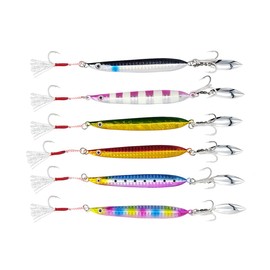 Orurdo Qb100204b05n0 Fishing Gear, Blade Jig, Set of 6 Colors, Metal Jig JB, Front Single Assist Hook & Triple Hook Included, Backward Center of Gravity, For Shore Jigging, Sea Bass, Flounder, Etc. (2.8 oz (80 g)