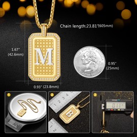 Zillaly Initial Pendant Necklace Capital Letter 18K Gold A-Z Diamond Jewelry for Men and Women Christmas Gift