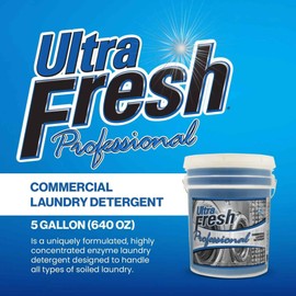 Ultra Fresh® Professional™ Commercial Laundry Detergent, 5 Gallons – Liquid with Easy Dispensing Pump for All Machine Types, up to 640 Loads