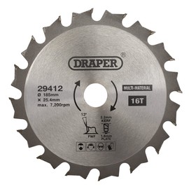 Draper 29412 TCT Multi-Purpose Circular Saw Blade, 185 x 25.4mm, 16T