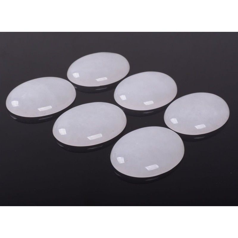 40x30mm Oval Cabochon CAB Flatback Semi-Precious Gemstone Ring Face (White