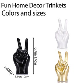 DOVDOV Peaceful Hand Gesture, Gold Hand Decoration, Gold Finger Figurine for Shelf, Room, Office, Coffee Table, Entryway, Entrance Decoration, Sculpture