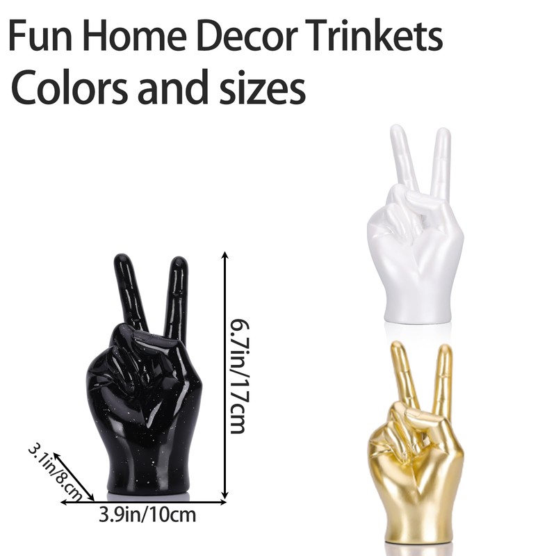 DOVDOV Peaceful Hand Gesture, Gold Hand Decoration, Gold Finger Figurine