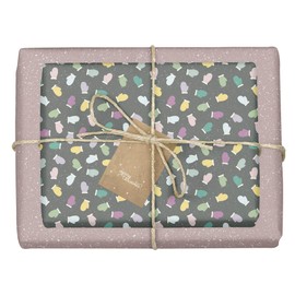 dabelino® Christmas / Winter Gift Wrapping Paper "Gloves/Dots - Purple, Colourful": 4 x Sheets + 4 x Pendant Set (Children, Adults, Sustainable, Eco, Two-Tone, Christmas Wrapping Paper)
