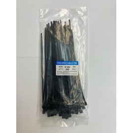Houssity One Pack(100 pcs) 8 Inch Black Multi-Purpose Cable Zip Ties