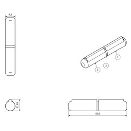 Lift Off Bullet Hinge Weld On Brass Bush 10x60mm Heavy Duty Door Hatch 4PK