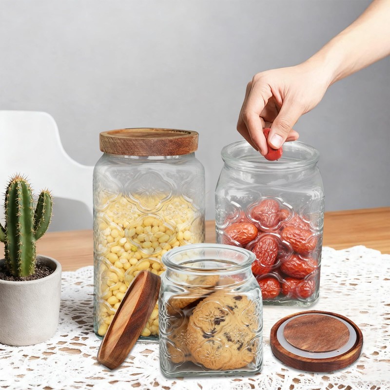 PEDOBALI 6 Pcs Vintage Glass Food Storage Containers with Lid