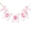 Flower 1st Birthday High Chair Banner - Pink and Gold
