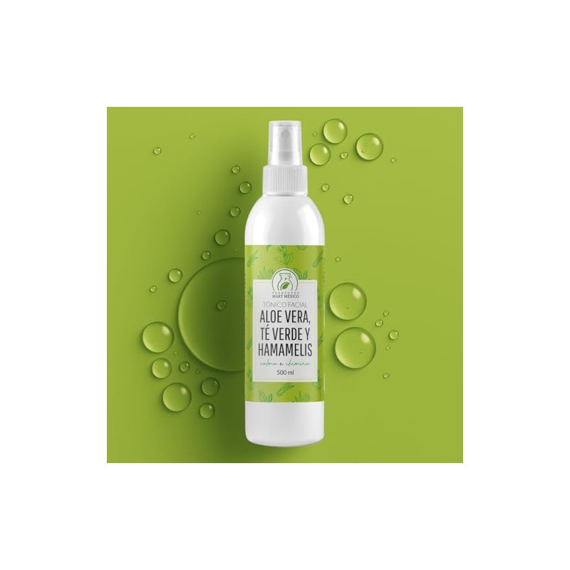 Tónico De Aloe Vera,Té Verde Hamamelis Hidratante Facial 500 Ml