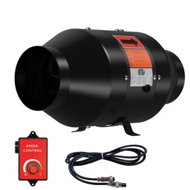 FICBXRA 4 Inch Inline Duct Fan with Speed Controller - EC Motor Ventilation Exhaust Fan for Heating Cooling Booster, Grow Tents, Hydroponics, NSK/SKF bearings, ETL Listed