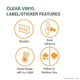 ComplianceSigns.com Smoking is Not Allowed in This Vehicle A Cleaning Fee of Up to 250 May Apply Label Decal with Symbol, 3x3 in. 4-Pack Clear Vinyl