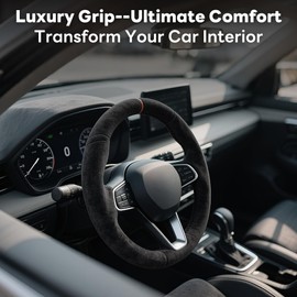 Lypumso Black Suede Wrap - 17in x 70in Self Adhesive Headliner Fabric Vinyl Car Wrap, Stretchable DIY Interior Sticker Sheet Suitable for Car Interior Furniture Home Decor