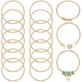 SUNNYCLUE 20Pcs Adjustable Bangles Gold Open Cuff Bracelet Bulk Metal Stainless Steel Simple Twist Wire Ring Closure Expandable Cuffs Bangle for Jewelry Making Bracelets DIY Crafts Women Accessories