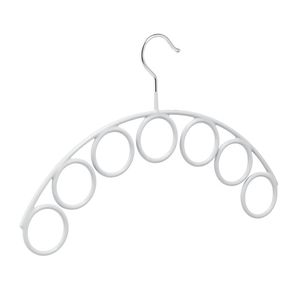 3 x Scarf Holders, Rubberised, Non-Slip, 7 Rings for Scarves and Scarves, Scarf Hangers H x W 24.5 x 38 cm, Diameter 5 cm, Light Grey