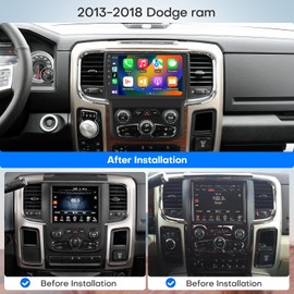 Car Radio for Dodge Ram 1500 2500 3500 2013-2019 Car Stereo Android 14 Touch Screen Wireless CarPlay&Android Auto, GPS, Bluetooth,WiFi,Backup Camera,Pantalla para (Auto AC)