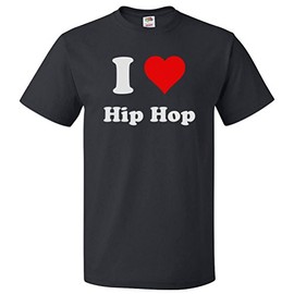 ShirtScope I Love Hip hop T Shirt I Heart Hip hop Tee 5XL Black