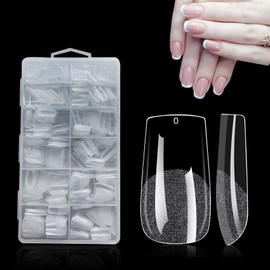 SanFangyue Square Shaped Short Nail Tips - 552PCS Half Matte Soft Gel Tips, No File Needed- Full Cover False Nails, Clear Acrylic Nail Tips for Press On Extension, 12 Sizes