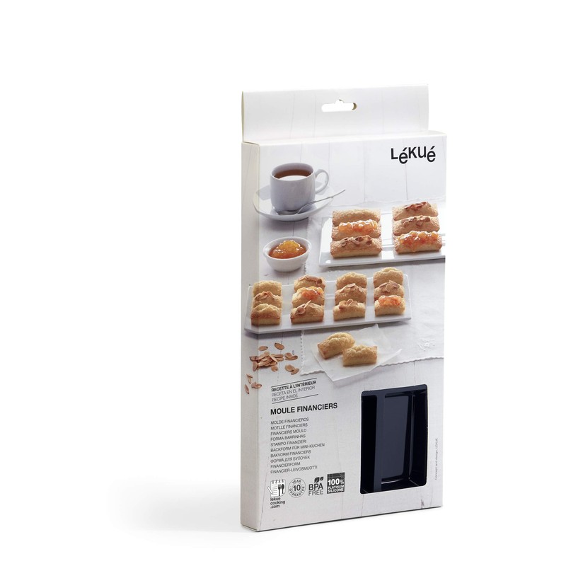 Lékué GOURMET FINANCIER, Finanzier-Form, 9 Mulden, schwarz, LK, Silikon, 1