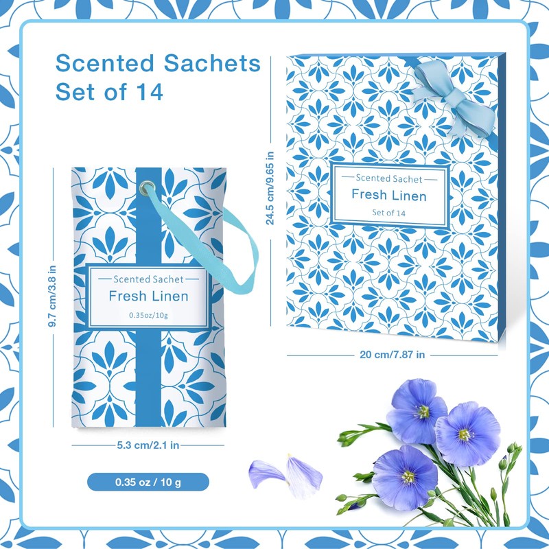 SCENTORINI Scented Sachet, Linen Fragrance Sachets for Drawers, Closets, wardrobe,