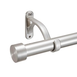 Mayrhyme 1-Inch Diameter Curtain Rod, Adjustable Rod Set with Premium Aluminum Brackets and Finials, Single Heavy-Duty Curtain Rods for Windows (Satin Nickel, 72-144")