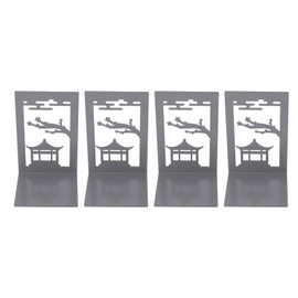 4 Pcs Bookend Anti Static Anti Slip Slim Sturdy Metal Heavy Duty Decorative Bookend Book Stand Bookshelf for Books CDs DVDs Gazebo