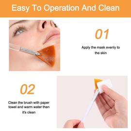 2Pcs Facial Brushes Fan Mask Brush, Soft Applicator Brushes Makeup Tools for Peel Mask Makeu, Applicator Tools for Mud Cream(Yellow)