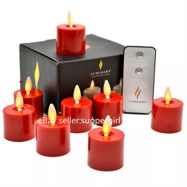 Luminara Moving Wick Battery Operated LED Tea Light Candles with Timer for Home - 4pcs