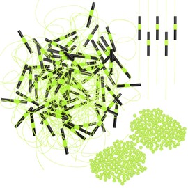 TIXIPEM Slip Bobber Stops for Fishing [200PCS] - Float Bobber Stopper Knots Nylon String with Beads Use for Streams & Lake & River Fishing - [Green] for Fishing Line Tackle