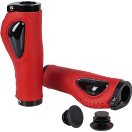 Bike Handlebar Grips, Aluminum Alloy Lock Cup, Microfiber Leather, Ergonomic Design, for BMX, MTB, ATV, Mountain Bike Motorcycle Beach Cruiser Electric Bike