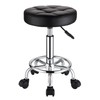 HMTOT Round Rolling Stools PU Leather Seat Height Adjustable Swivel