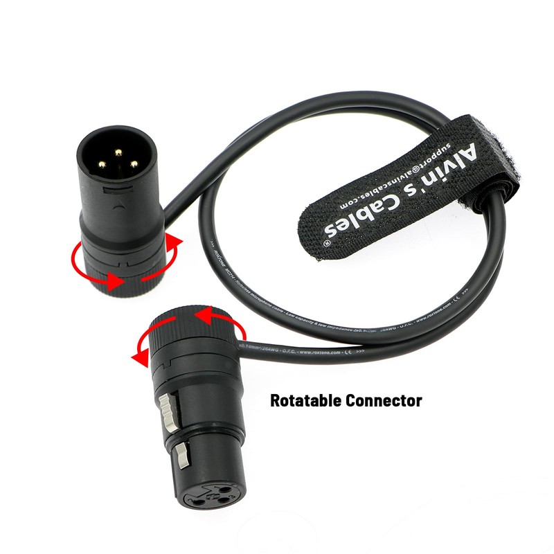 Alvin's Cables Rotatable Low Profile XLR 3 Pin Male to