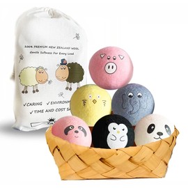 ZnX Wool Dryer Balls 6 Pack XL Eco-Friendly, Renewable and Biodegradable Crafted from 100% Organic New Zealand Sheep Wool, Wool Balls Replaces Dryer Sheets - Laundry Balls with Storage Bag