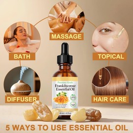 Frankincense Essential Oil 60 ml, Pure for Face Moisture, Firms Skin, Hair, Massage, Spreading, DIY, Woody Natural Aromatherapy Oil