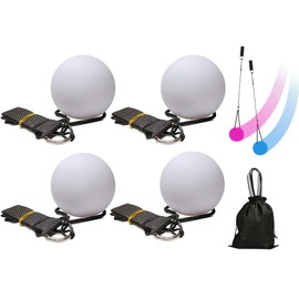 Anlising 4 x LED Poi Balls, LED Glow Poi Balls with Rainbow Colours and Strobe Effect, Improved LED Poi, LED Poi Juggling Balls, Luminous, for Dance, Beach, Camping, Light Shows, Raves Party