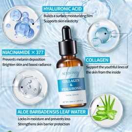 Hyaluronic Acid & Collagen Face Serum - Skin Tightening, Hydrating - Anti-Aging, Skincare for All Skin Types - 1.01 Fl oz
