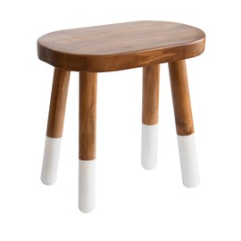 JOLLYMER Dip-Dyed Teak Stool Solid Wood Indoor Outdoor Shower/Bath/Spa Handmake Teak Bench