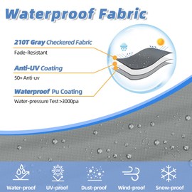 Round Table Chair Set Covers, Outdoor Patio Round Table Covers Waterproof with Windproof Buckles and Elastic Drawstring, Patio Furniture Covers Waterproof, 84" DIA X 28"H (Gray)