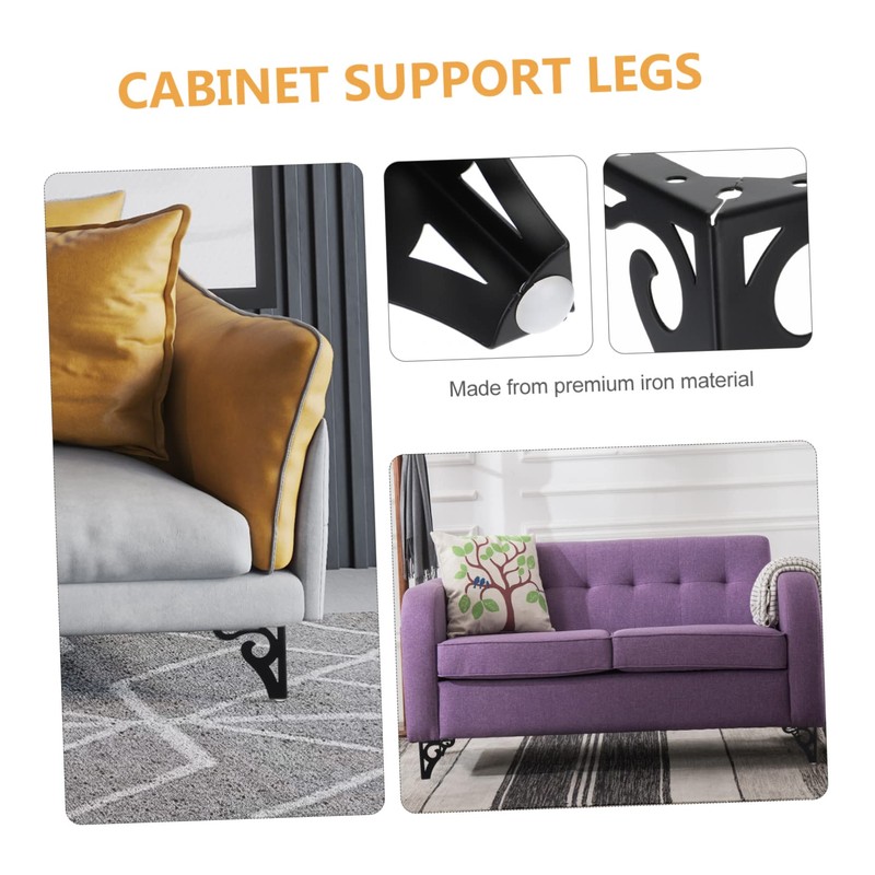 KONTONTY 4 Pcs Iron Sofa Support Legs Strong Cabinet Legs