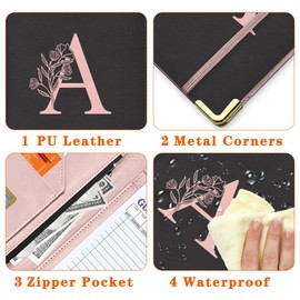 YeeCASE Server Book, Alphabet Waitress Book for Waitress, Leather Waitess Book with Zipper Pocket, Server Manual Checkbook Fits Server Apron (P)