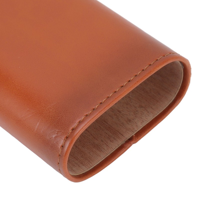 3 Finger Cigar Case Iron Cover Portable Soft Glossy Leather