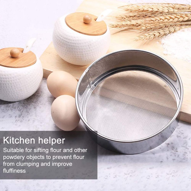 Snillok Flour Sieve Fine Mesh Stainless Steel Round Sifter 60
