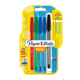 Papermate InkJoy 100 Cap 1.0 mm Medium Tip Capped Ball Pen - Assorted Standard Colours (Pack of 4 Plus 1)