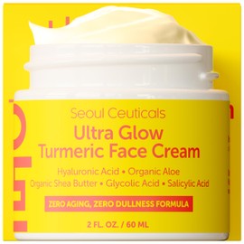 SeoulCeuticals Korean Skin Care Turmeric Cream – Face Moisturizer for Dull Dry Skin - Korean Skincare K Beauty for Glass Skin 2oz