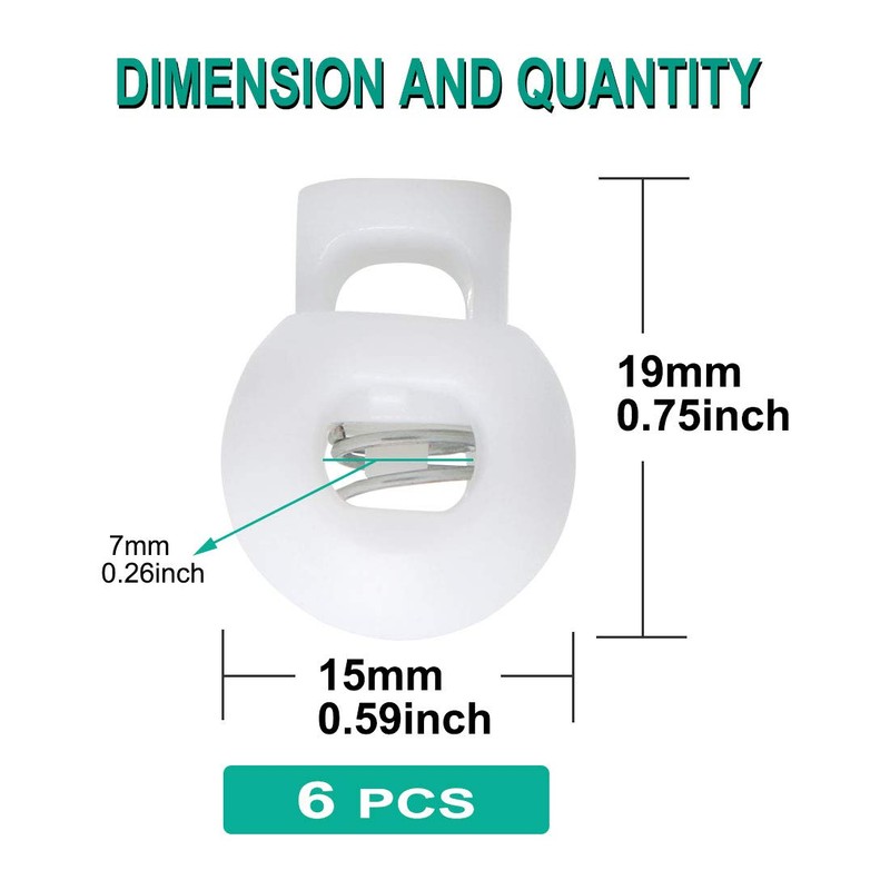 sourcing map 6pcs Plastic Cord Lock Stopper End Spring Stop