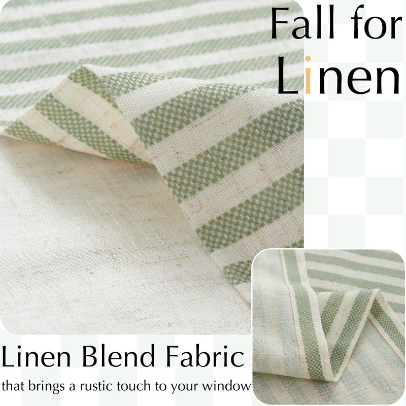 jinchan Linen Valance Curtain Striped Small Window Curtain Double Layer