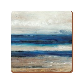 Creative Tops Abstract Ocean View Set of 6 Premium Wooden Cork-Backed Coasters by, 10.5 x 10.5 cm (4" x 4")