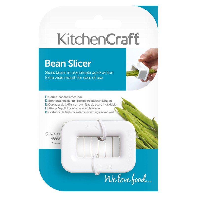 KitchenCraft Runner Bean Slicer, Plastic / Stainless Steel Easy-to-Use Bean
