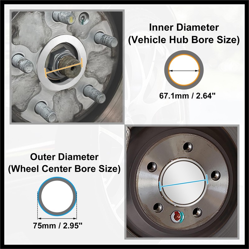 Hihaha 4pcs OD 75mm to ID 67.1mm Aluminum Alloy Car