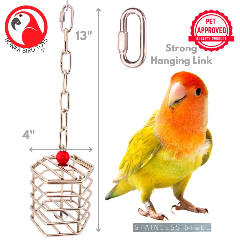 Bonka Bird Toys 00196 Small Stainless Steel Baffle Cage Treat