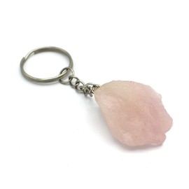 Natural Stone Key Ring | (Raw Mineral Stone | Rose Quartz), Stone